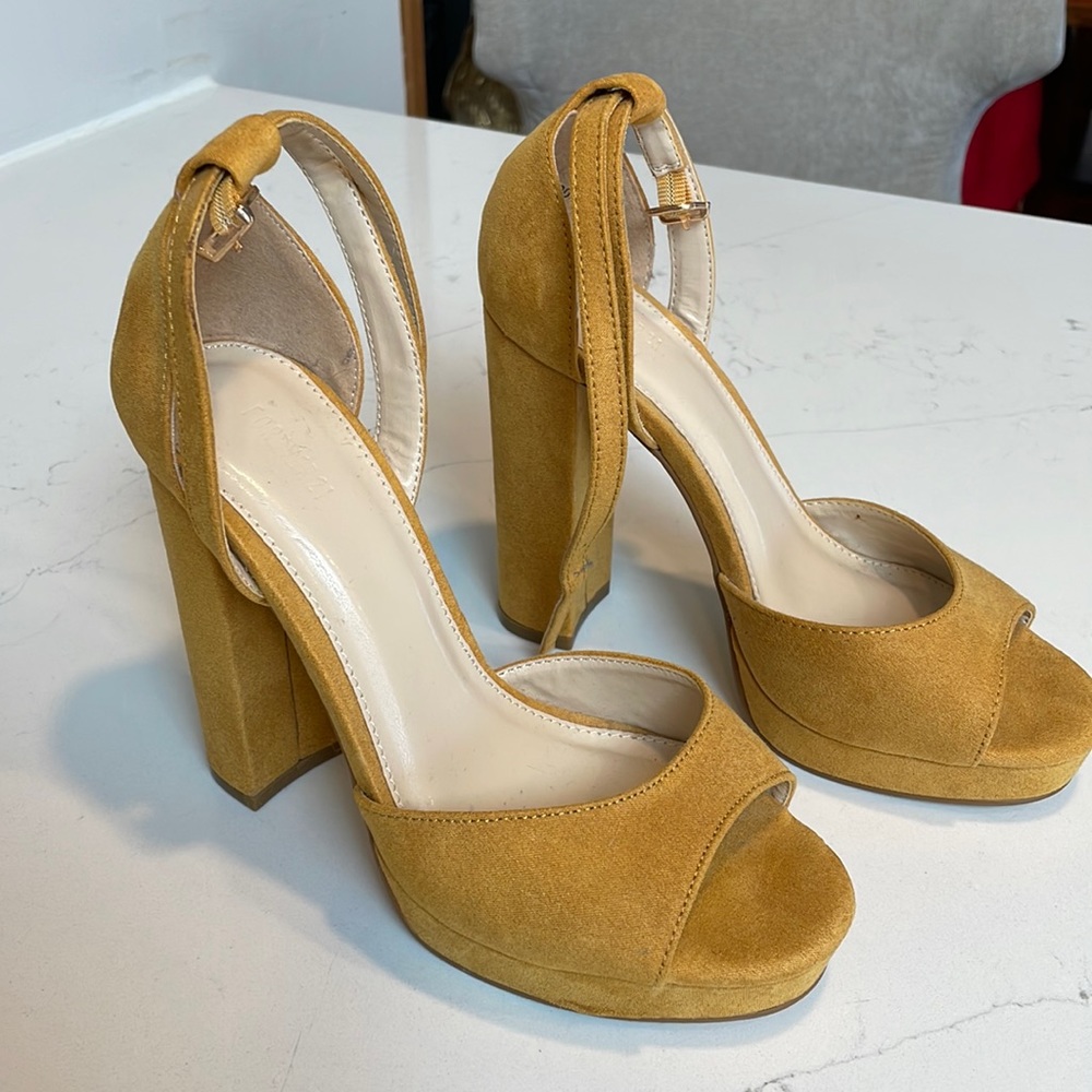 Yellow chunky heel